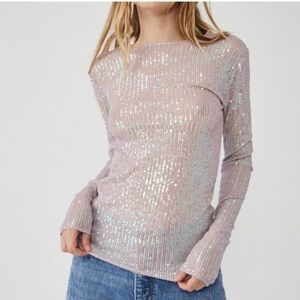 Free People Sequin Mesh Top